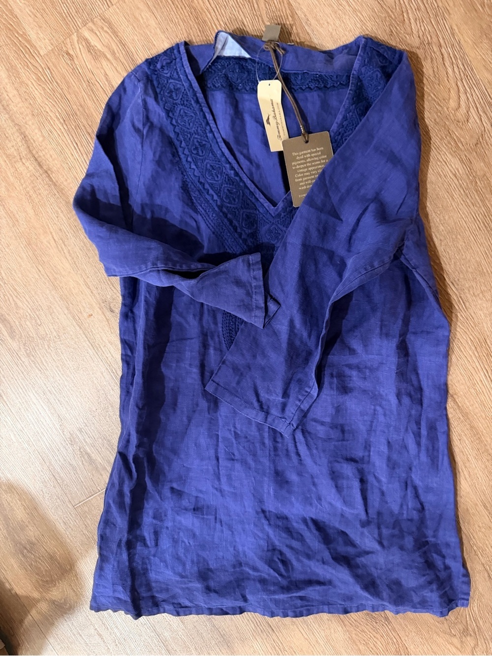 Tommy Bahama Royal Blue Embroidered 100% linen cover up 0109